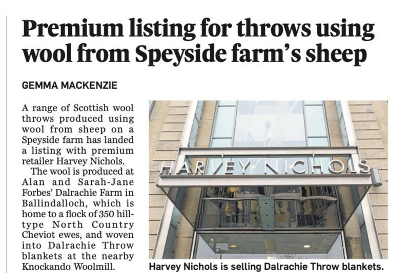Premium listing for throws using wool from Speyside farm's sheep