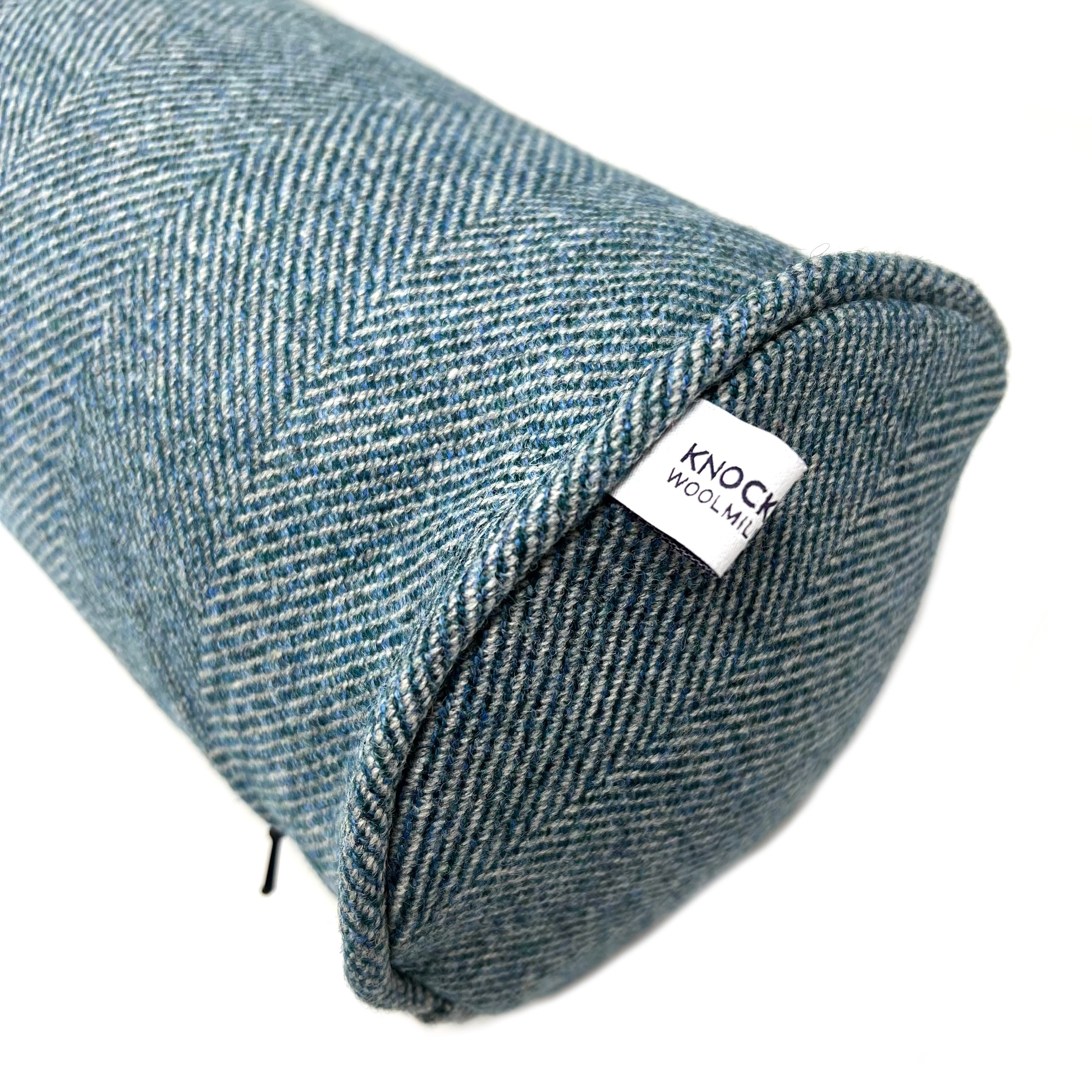 Blue Herringbone Bolster Cushion