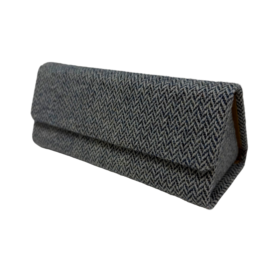 Navy Herringbone Glasses Case