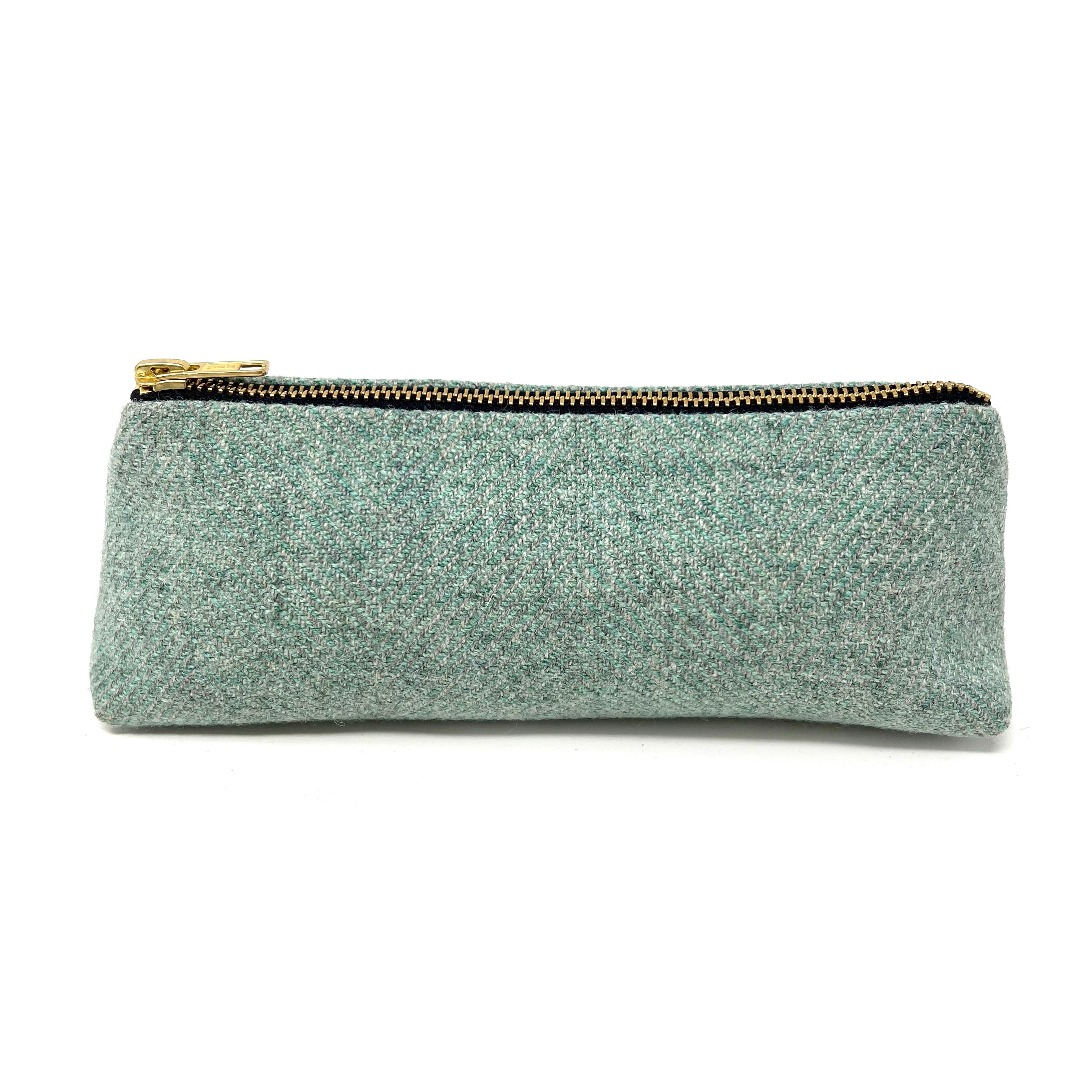 Mint Herringbone Pencil Case