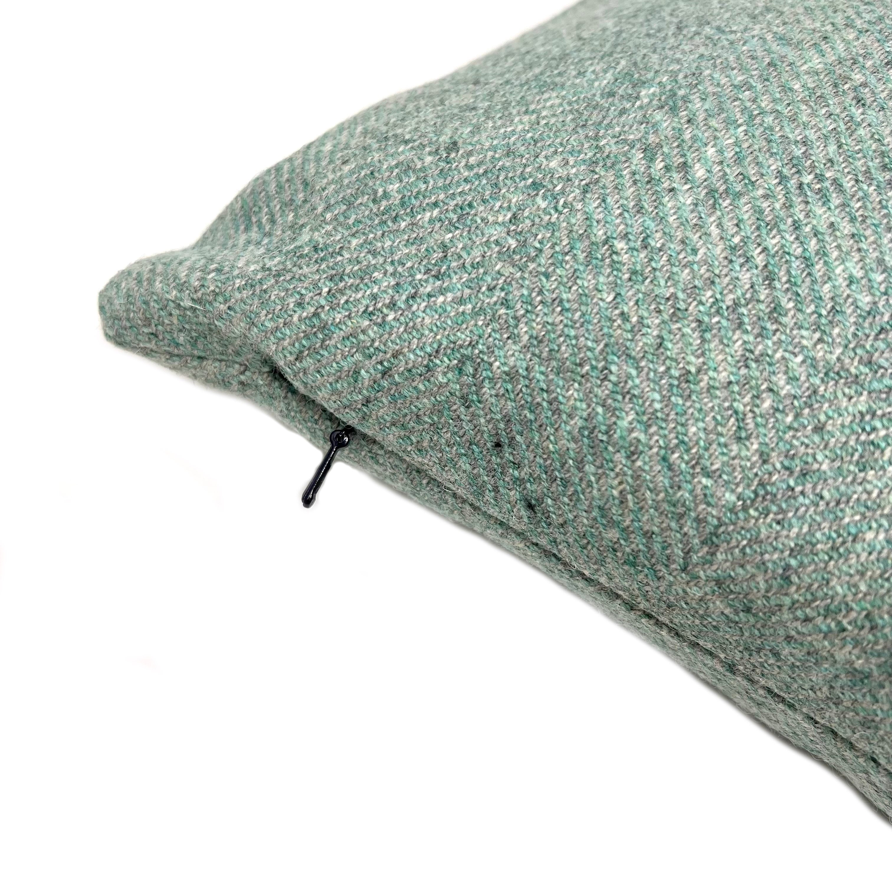 Mint Herringbone Square Cushion