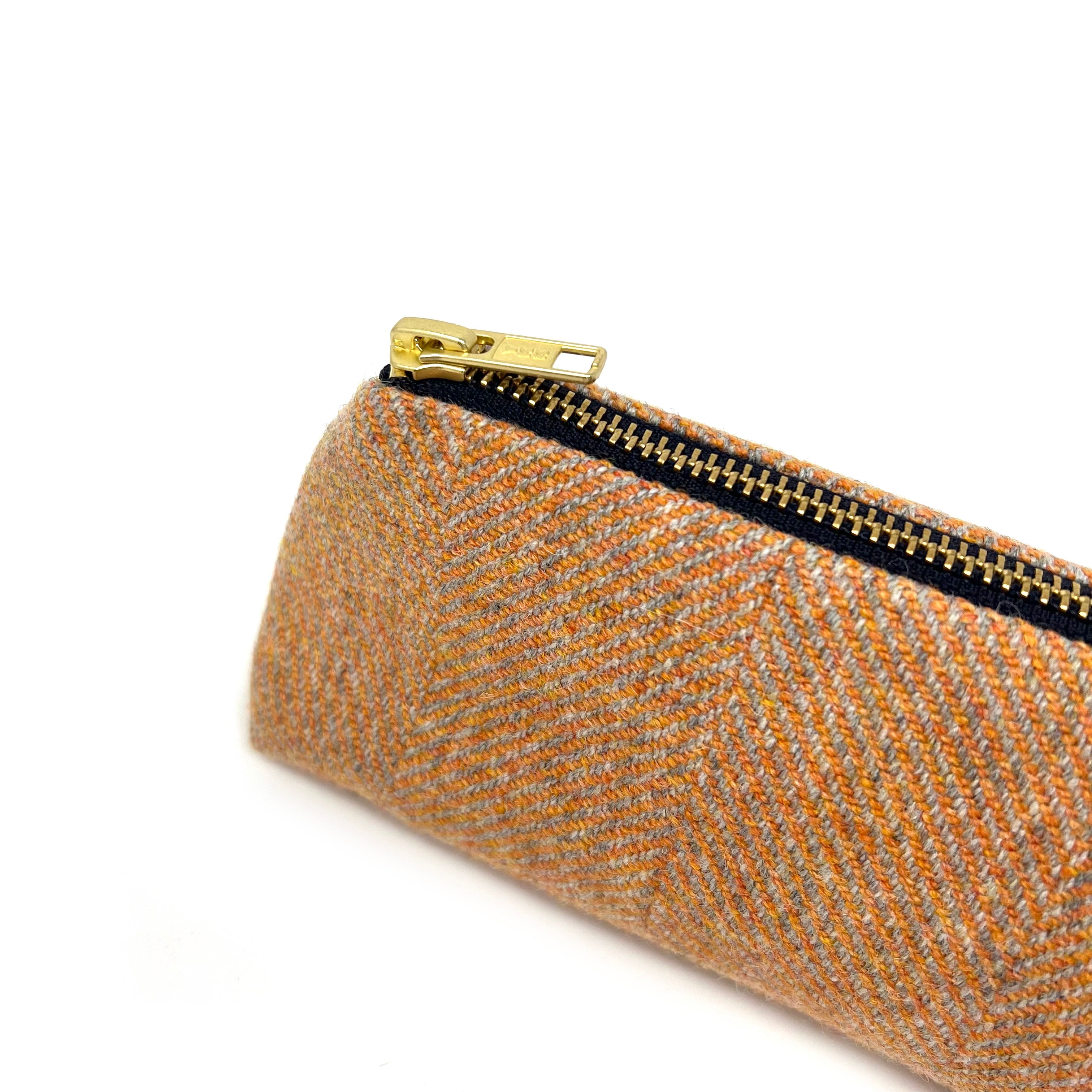 Orange Herringbone Pencil Case