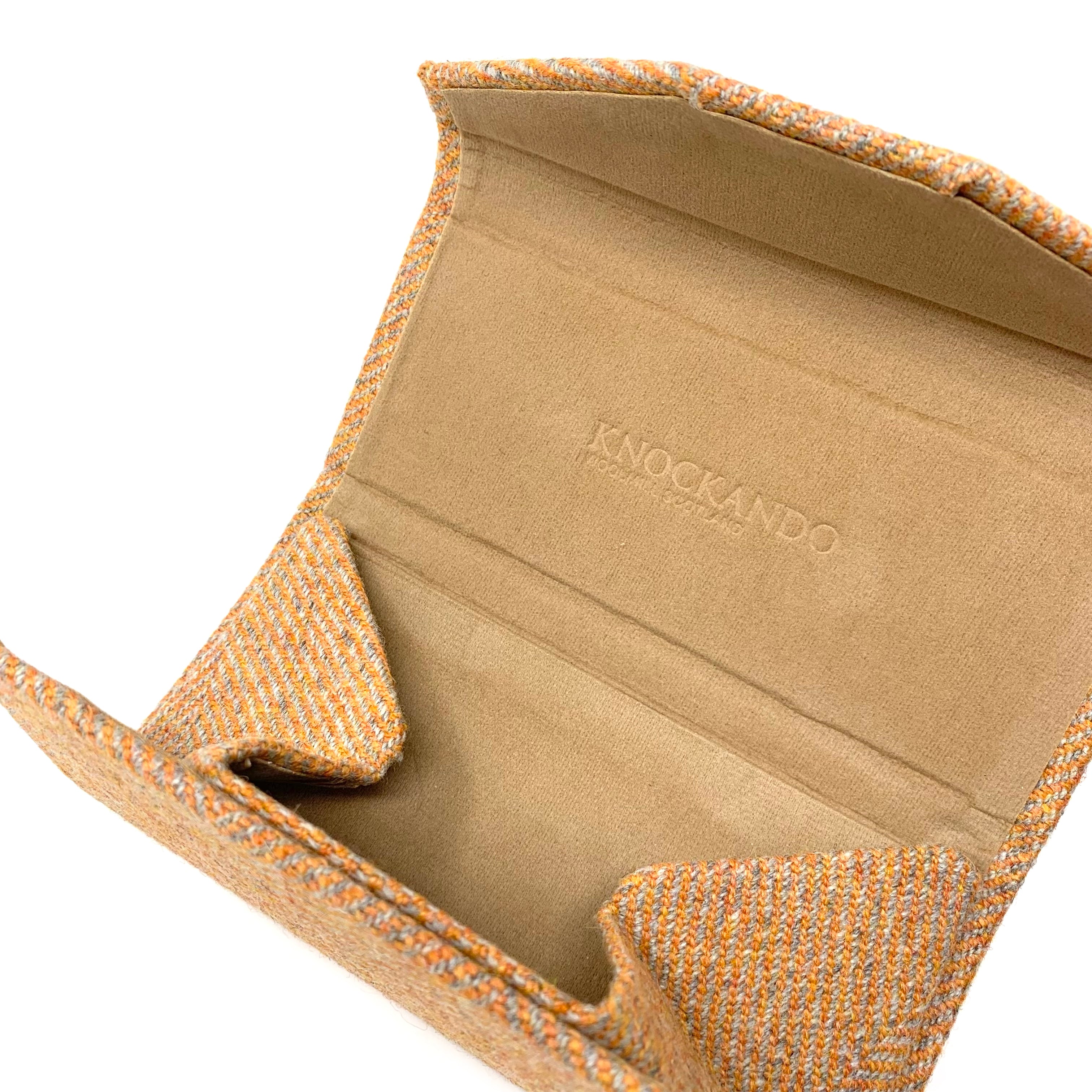 Orange Herringbone Glasses Case