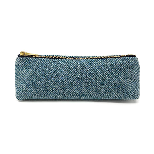 Blue Herringbone Pencil Case