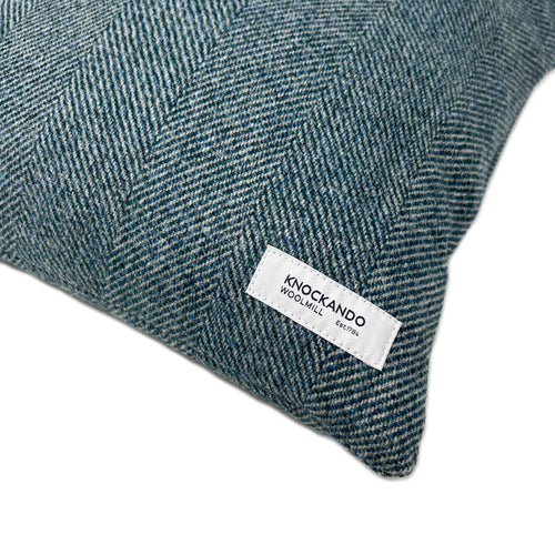 Blue Herringbone Square Cushion