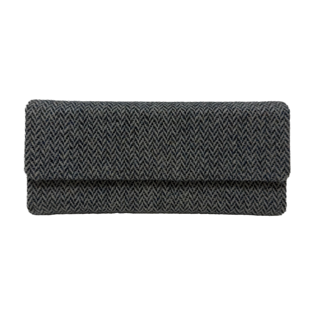 Navy Herringbone Glasses Case