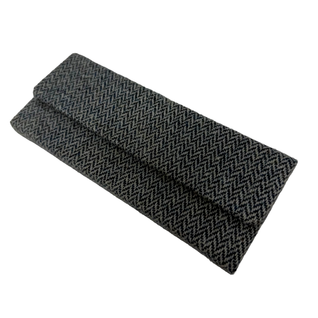 Navy Herringbone Glasses Case