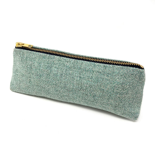 Mint Herringbone Pencil Case