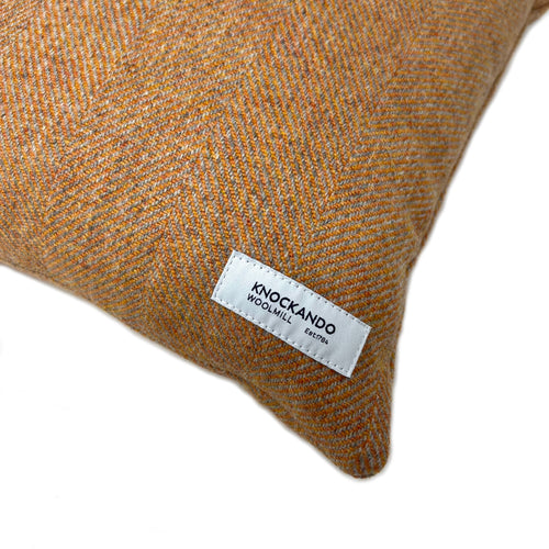 Orange Herringbone Square Cushion