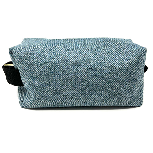 Blue Herringbone Boxed Wash Bag