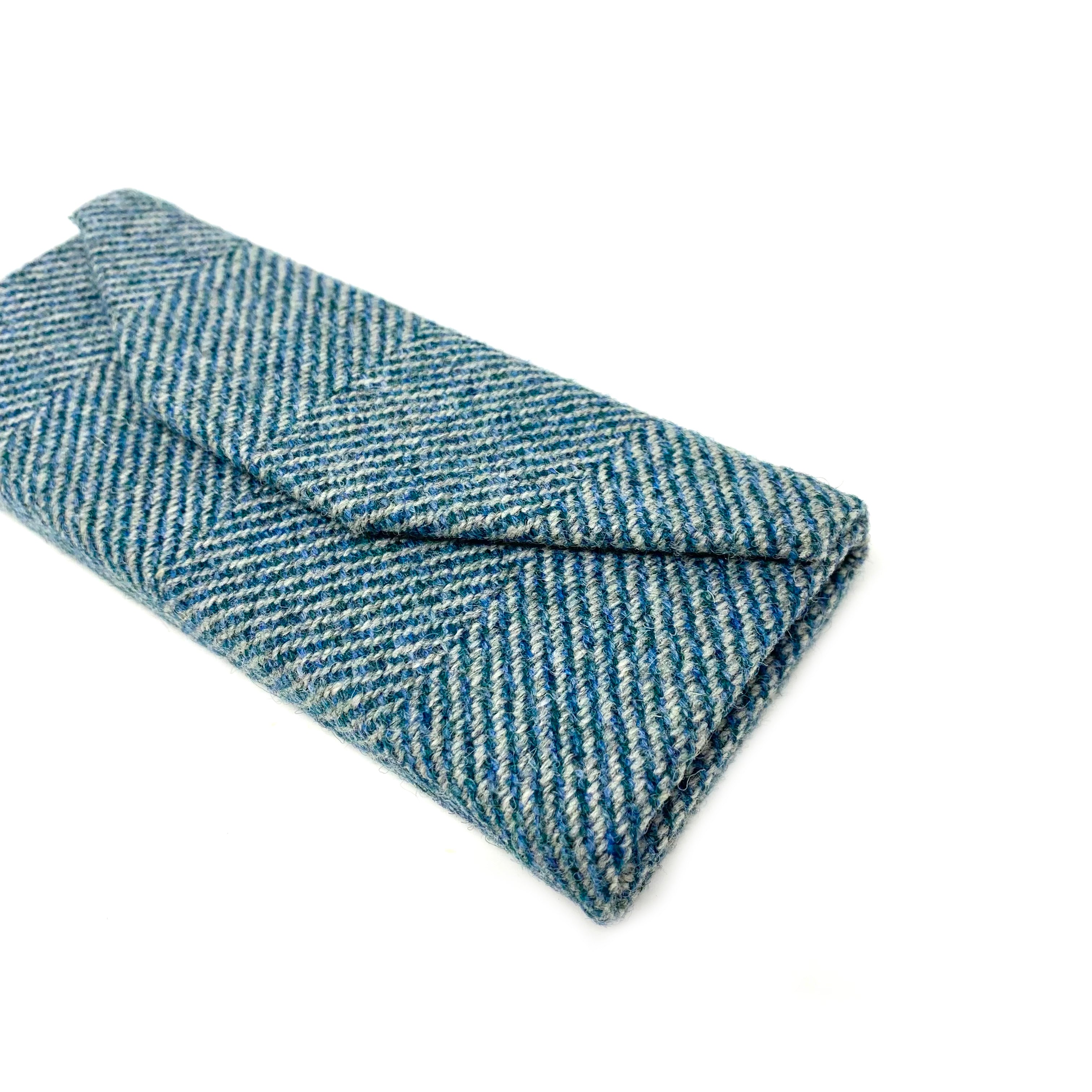 Blue Herringbone Glasses Case
