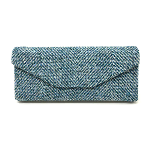 Blue Herringbone Glasses Case