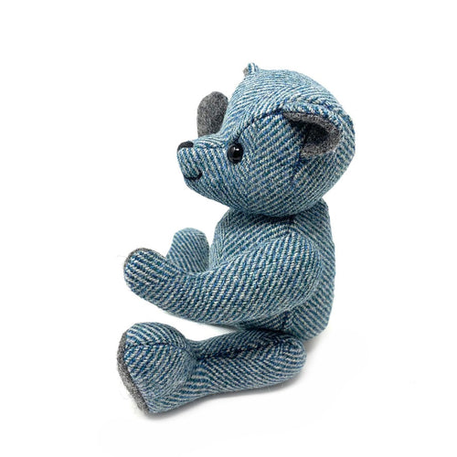 Blue Herringbone Teddy Bear - Small