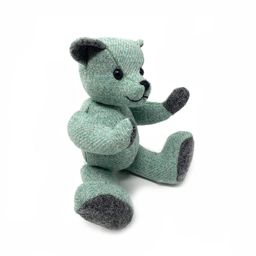 Mint Herringbone Teddy Bear - Small