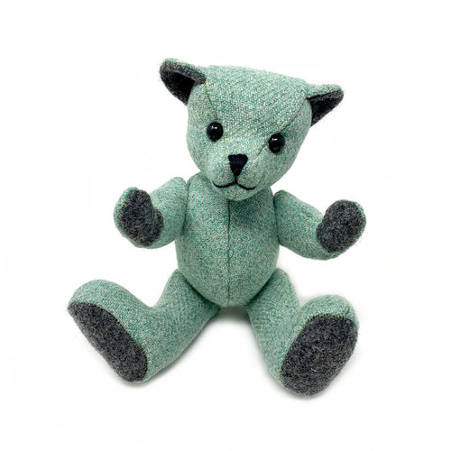 Mint Herringbone Teddy Bear - Small