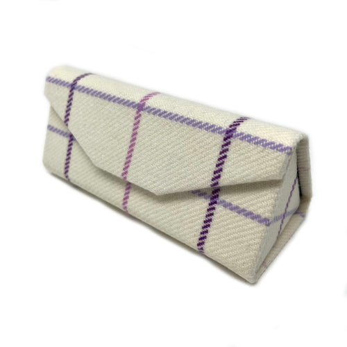 Purple Check Glasses Case