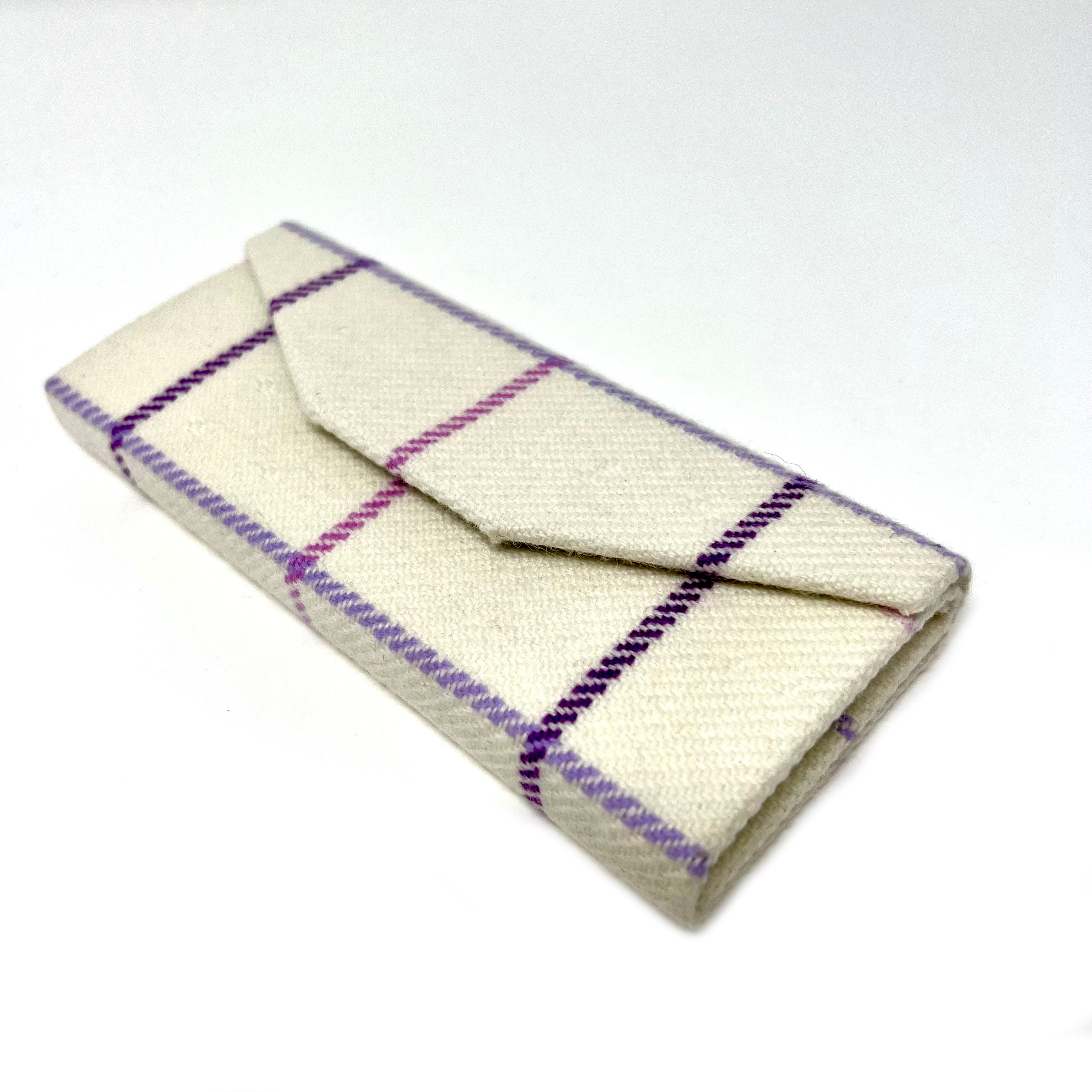 Purple Check Glasses Case